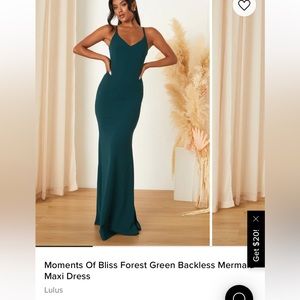 Lulus Moments of Bliss Dress Forest Green Backless